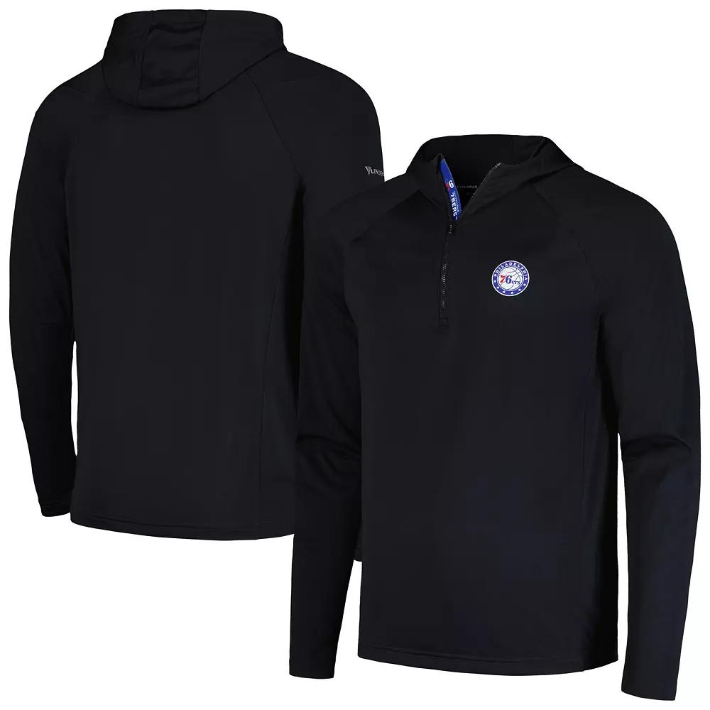 Men's Levelwear Black Philadelphia 76ers Zander Hoodie Raglan Quarter-Zip Top,  Product Image