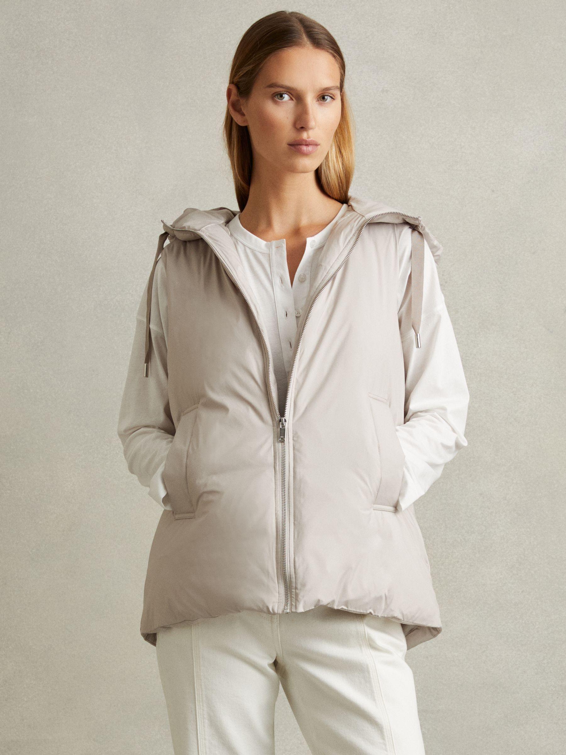 Padded Hooded Gilet in Neutral Product Image