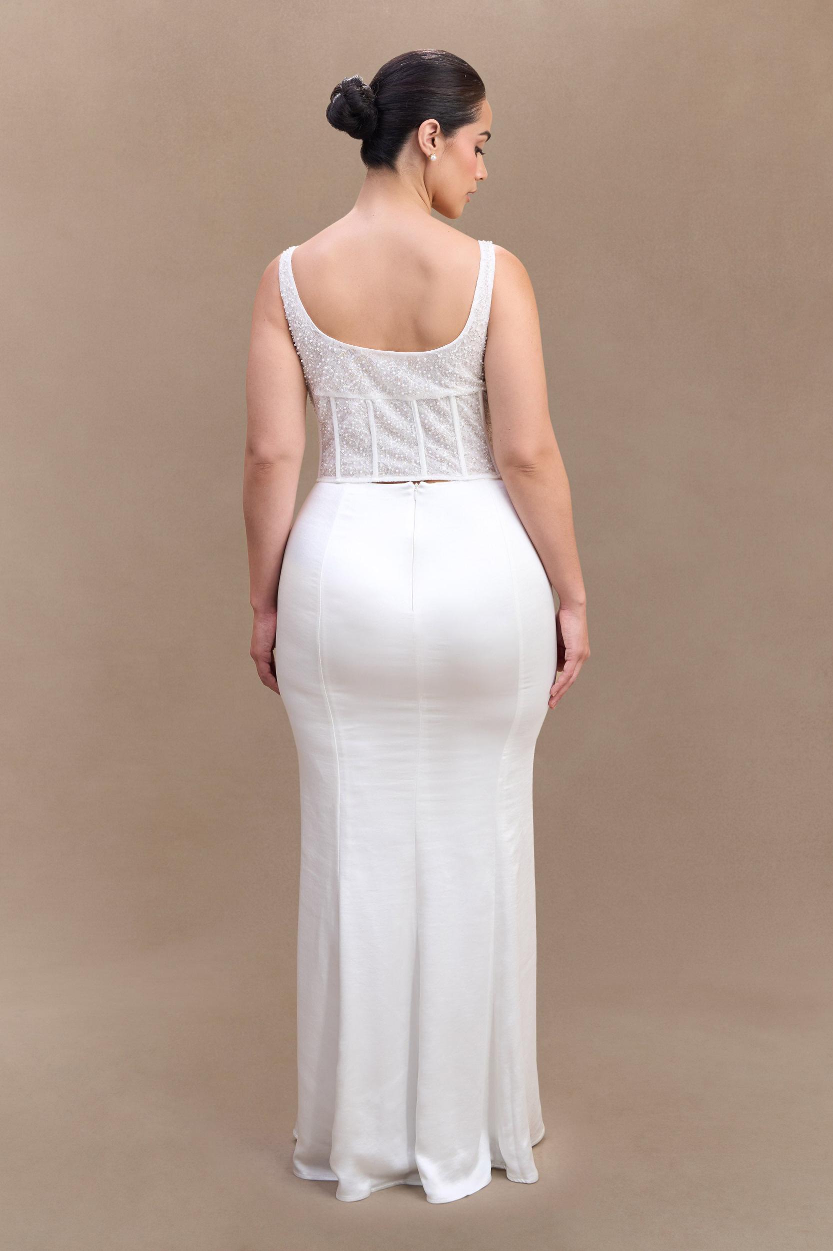 Elsie Pearl Beaded Bustier Top - White Product Image