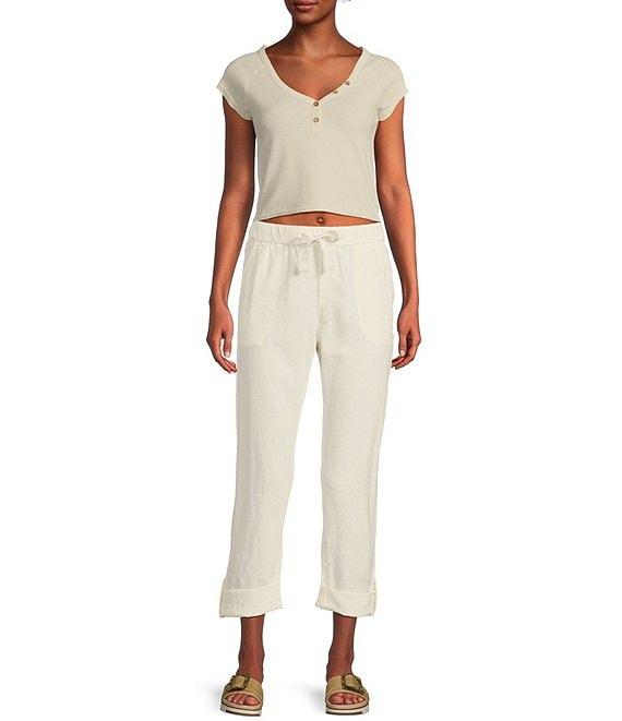 Roxy On The Seashore Mid Rise Linen/Poplin Jogger Pants Product Image