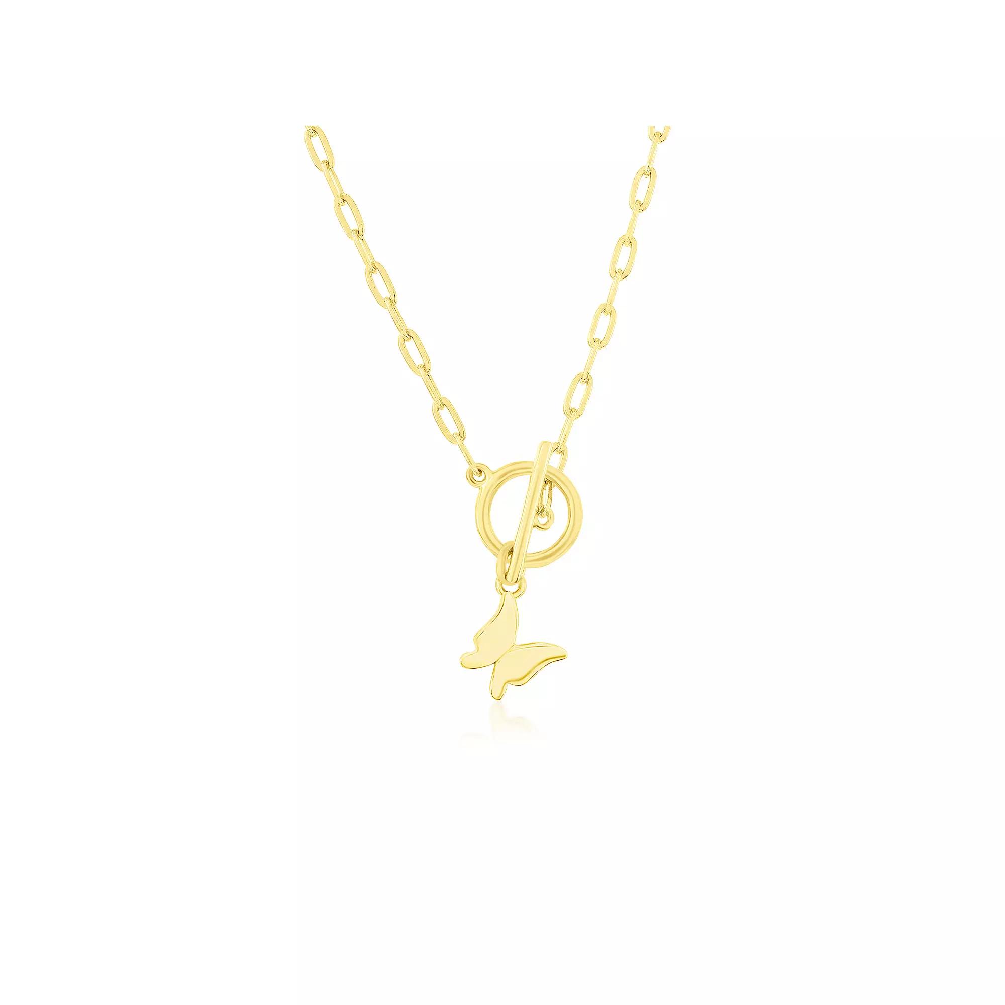 Argento Bella Butterfly Charm Paper Clip Chain Toggle Necklace, Women's, Size: 16-18" ADJ, Gold Tone Product Image