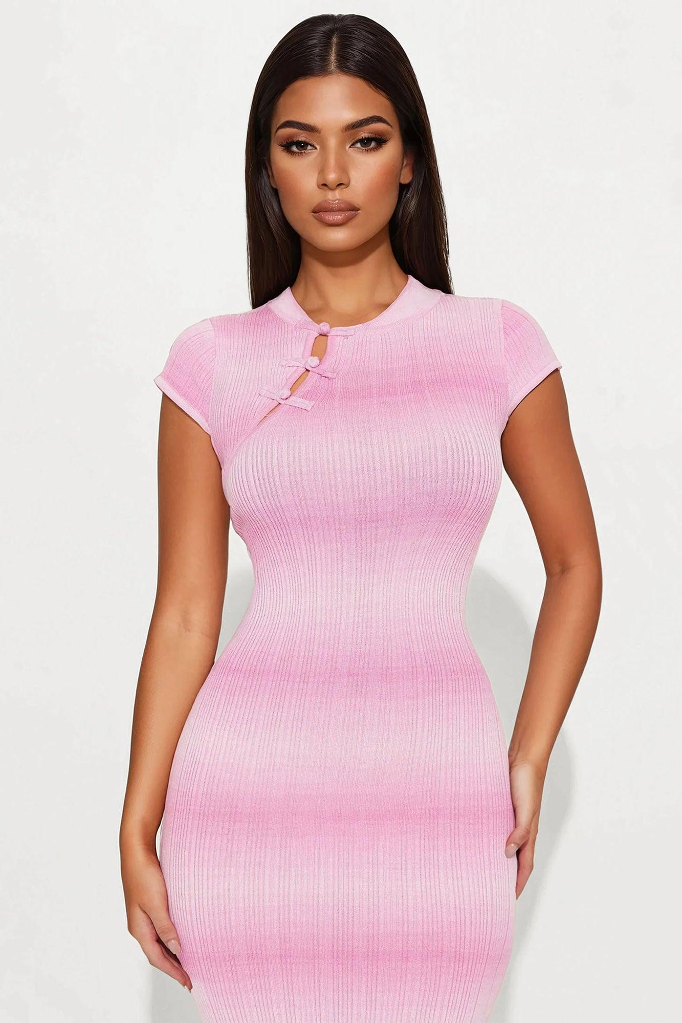 Isadora Sweater Maxi Dress - Pink/combo Product Image