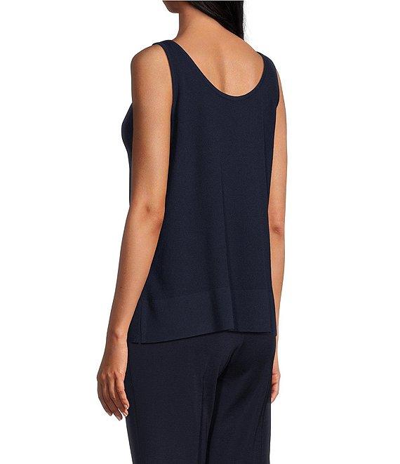 Ming Wang Soft Knit V-Neck Sleeveless Side Slit Tank Product Image