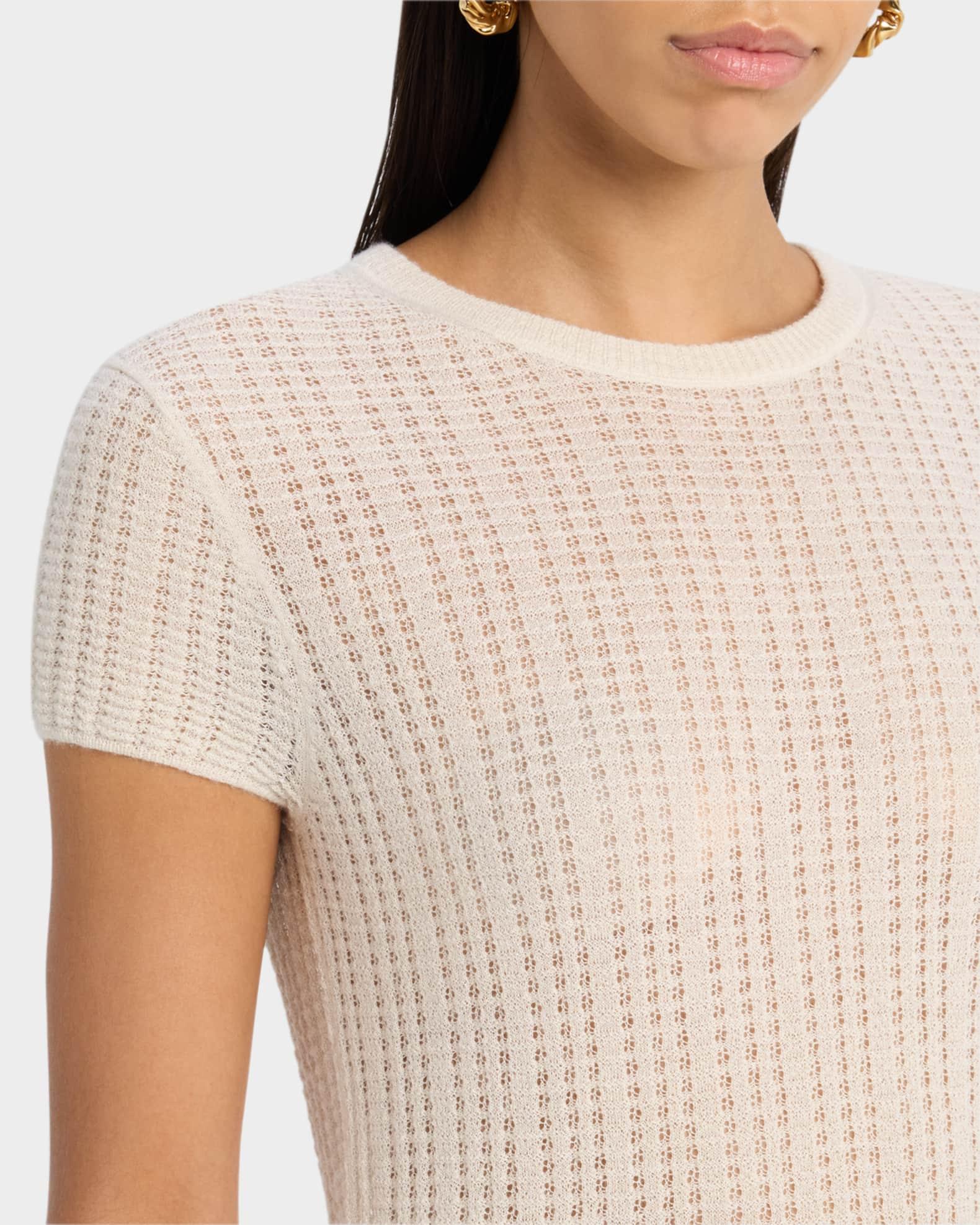 Crewneck Waffle-Knit Top  Product Image