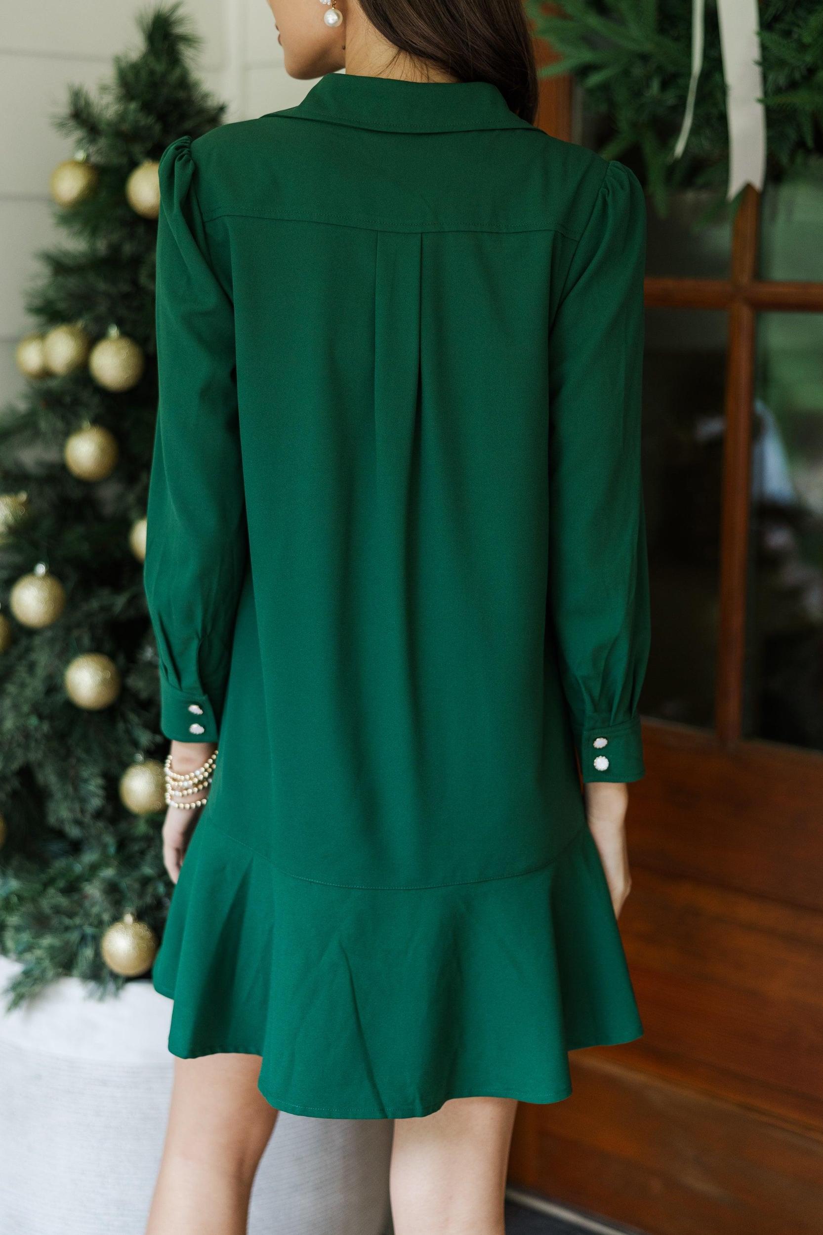 Share Your Story Emerald Green Shirt Dress Female Product Image
