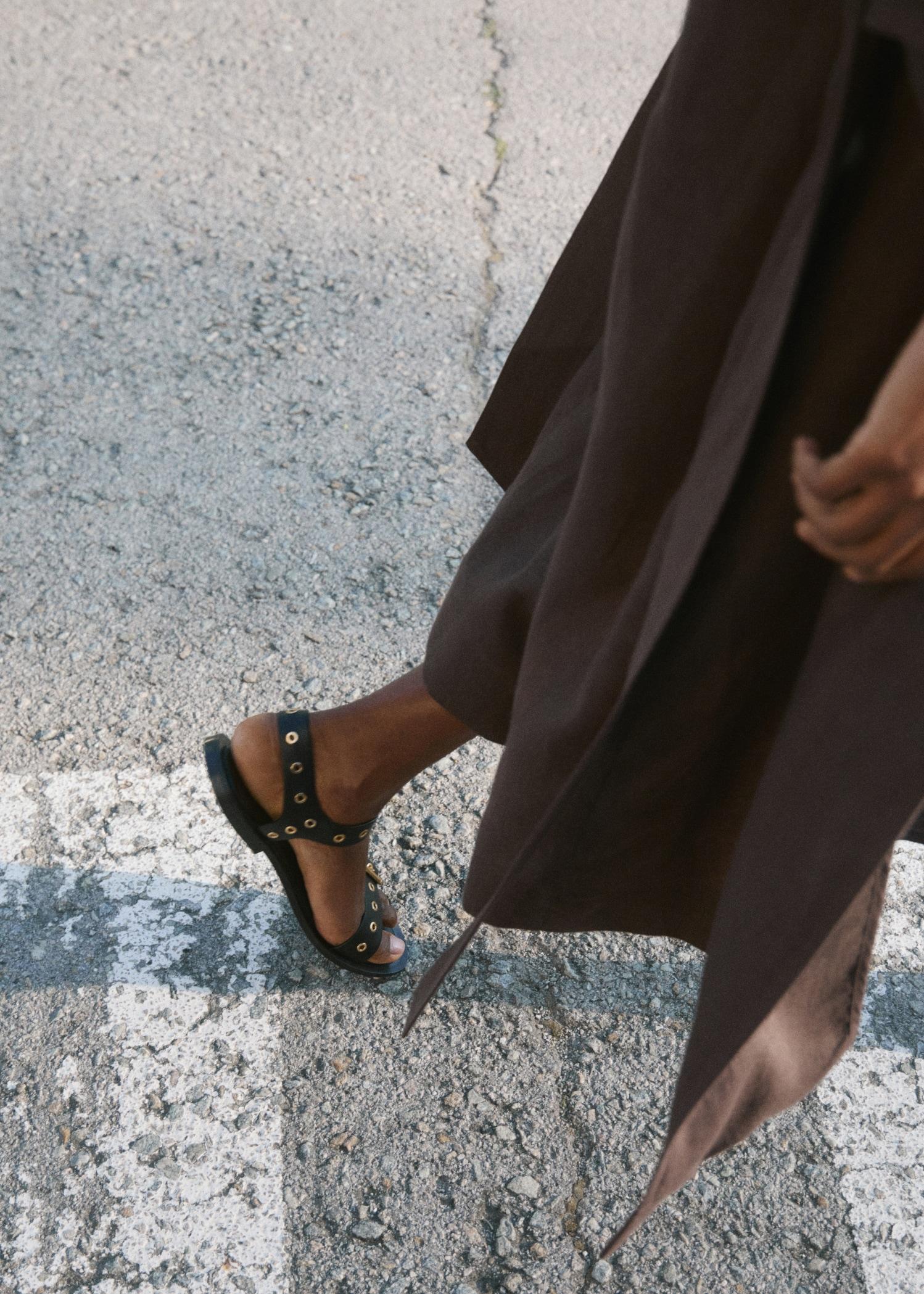 Strap sandals with buckles and eyelet details - Women | MANGO USA Product Image