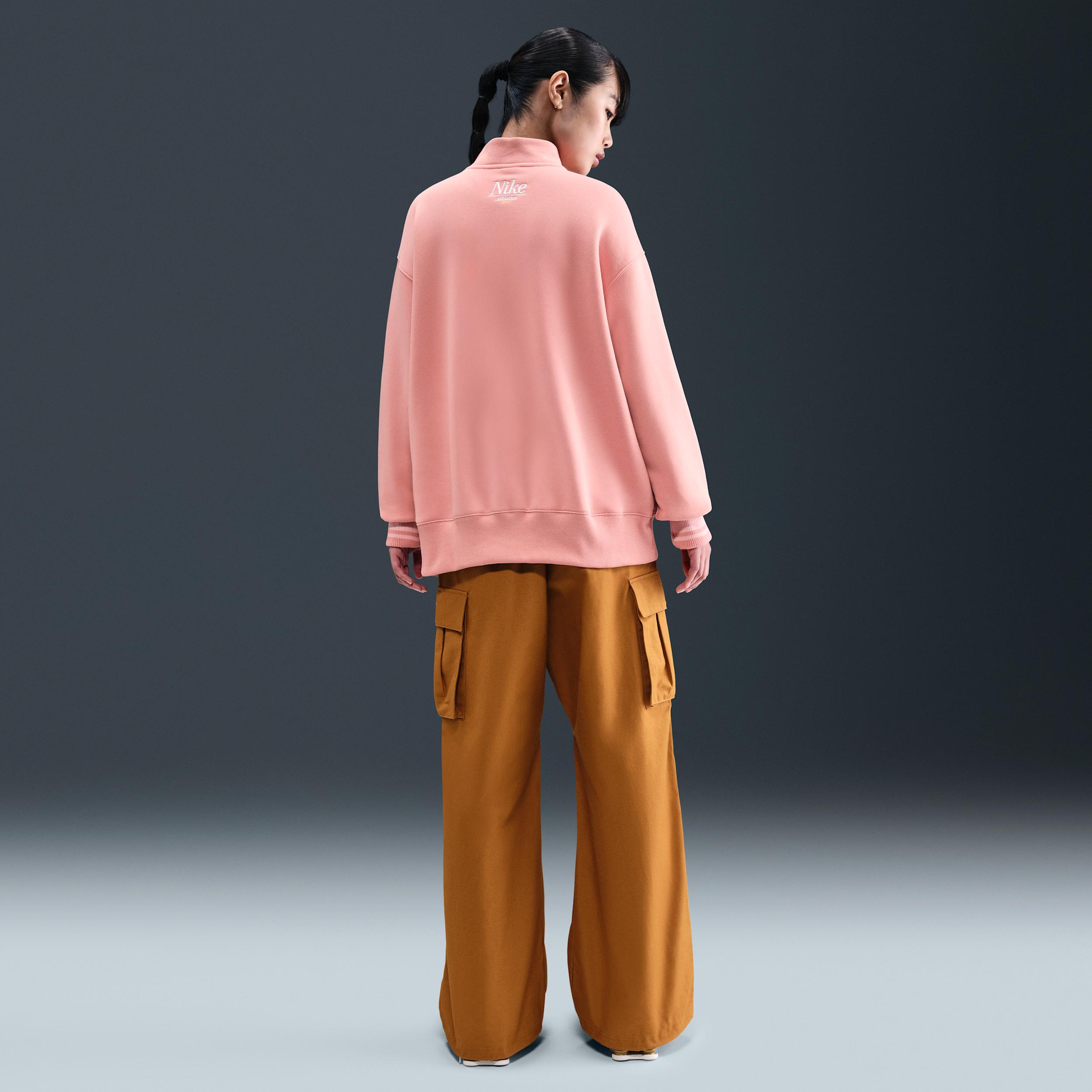 Womens Nike Sportswear Phoenix Fleece Oversized 1/4-Zip Long Sweatshirt | IH7804-618 Product Image