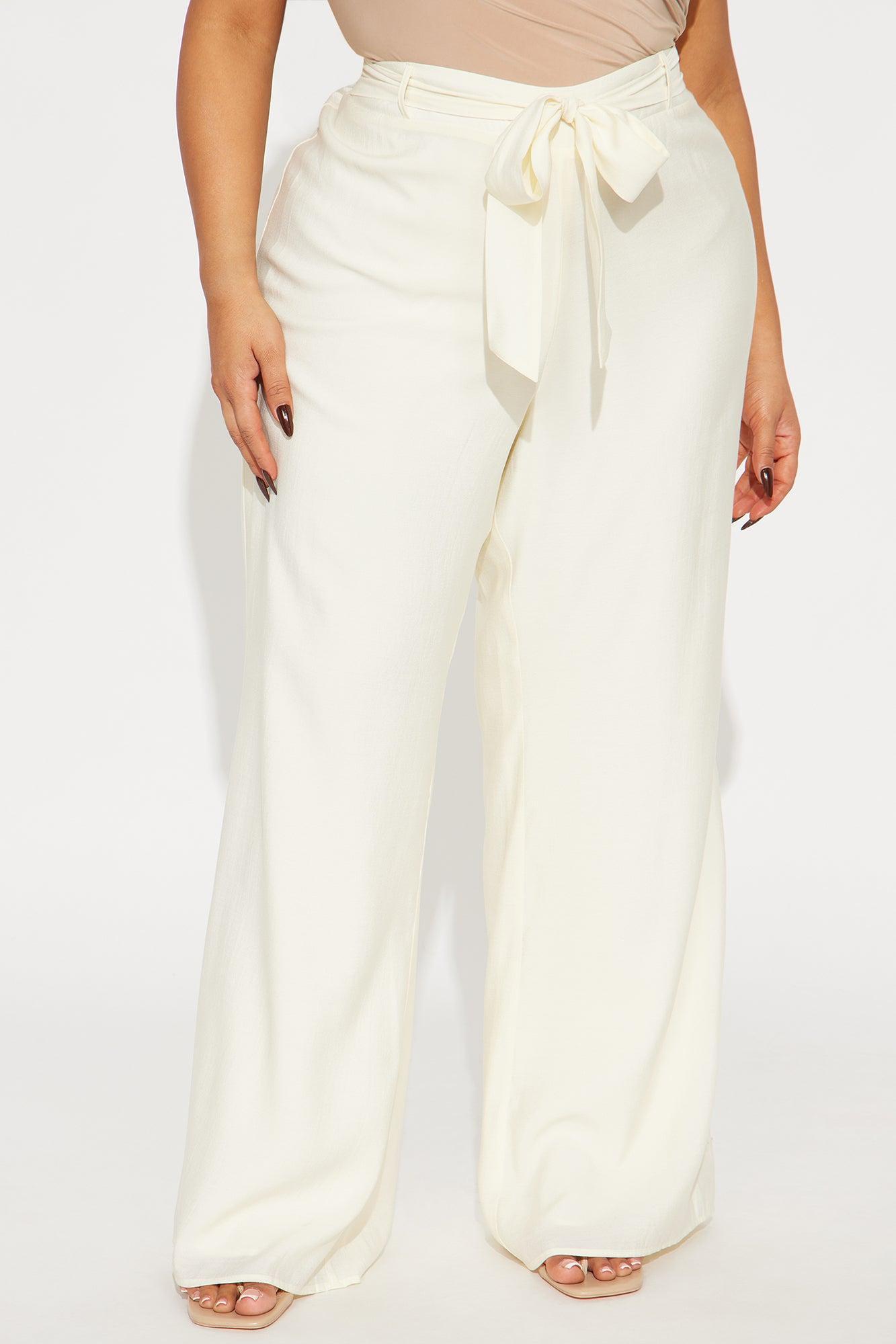 Chantel Tie Waist Pant - Cream Product Image