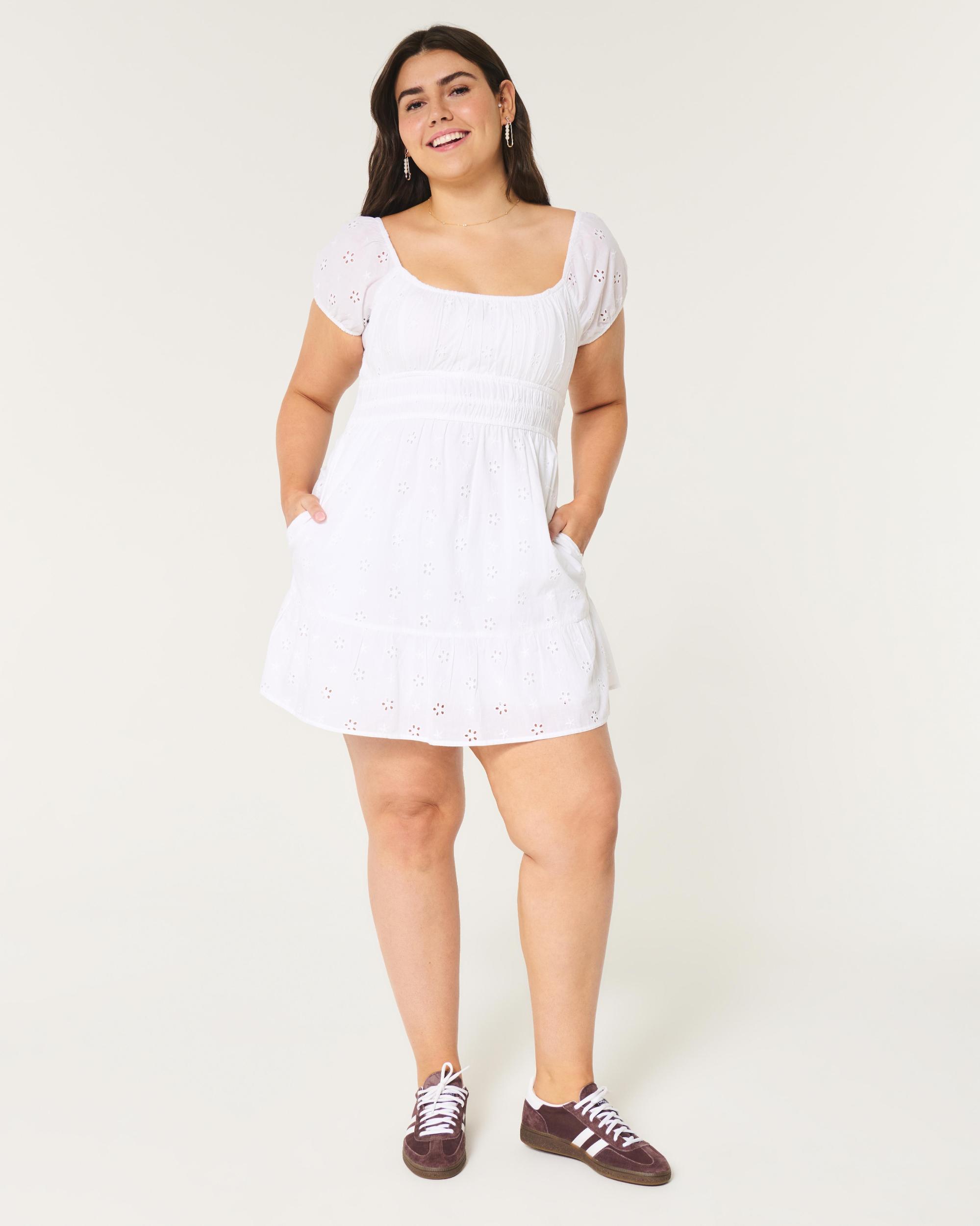 Short-Sleeve Channeled Waist Mini Dress Product Image