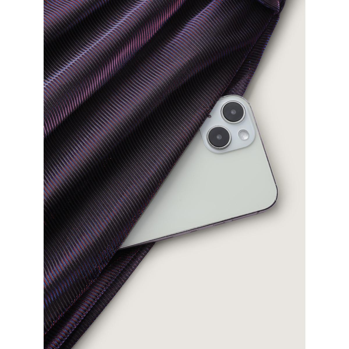 Plus Size Shimmery Lined Shirred Waist Pockets Maxi Dress Deeppurplered Women Party&Cocktail Laser Party Curvy Bloomchic 14-16/1X Product Image