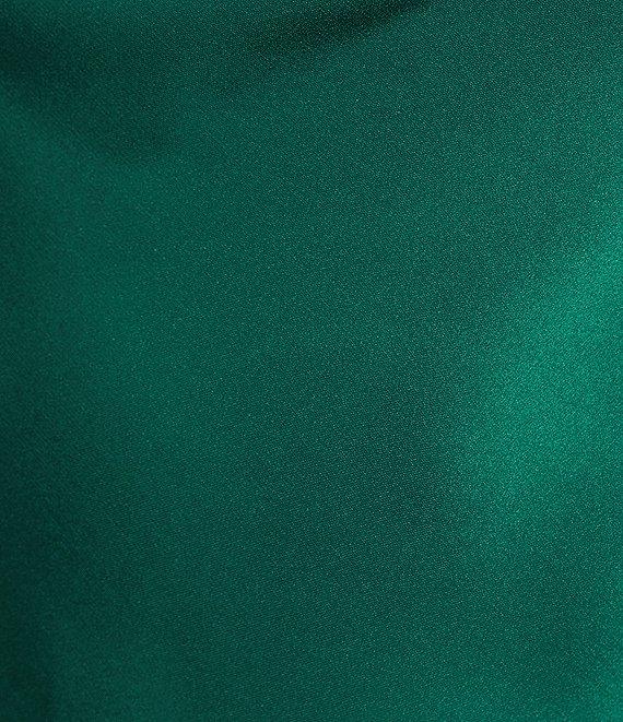 B. Darlin Satin Cowl Neck Cross Back Strap Long Dress Product Image