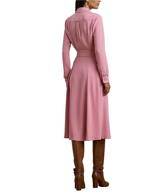 Lauren Ralph Lauren Point Collar Long Sleeve Faux Wrap Midi Dress Product Image