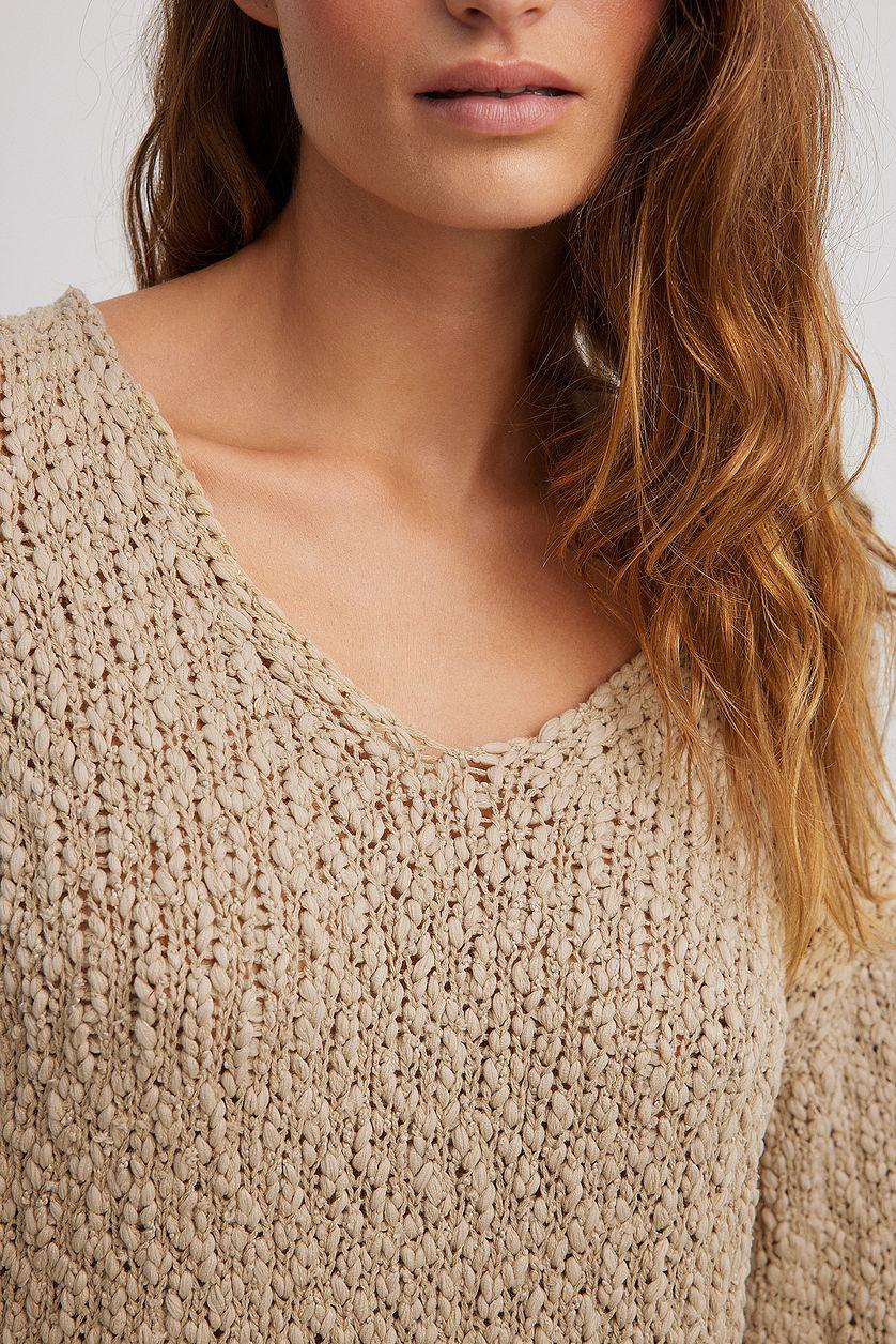 Structured Knitted V-Neck Sweater Product Image