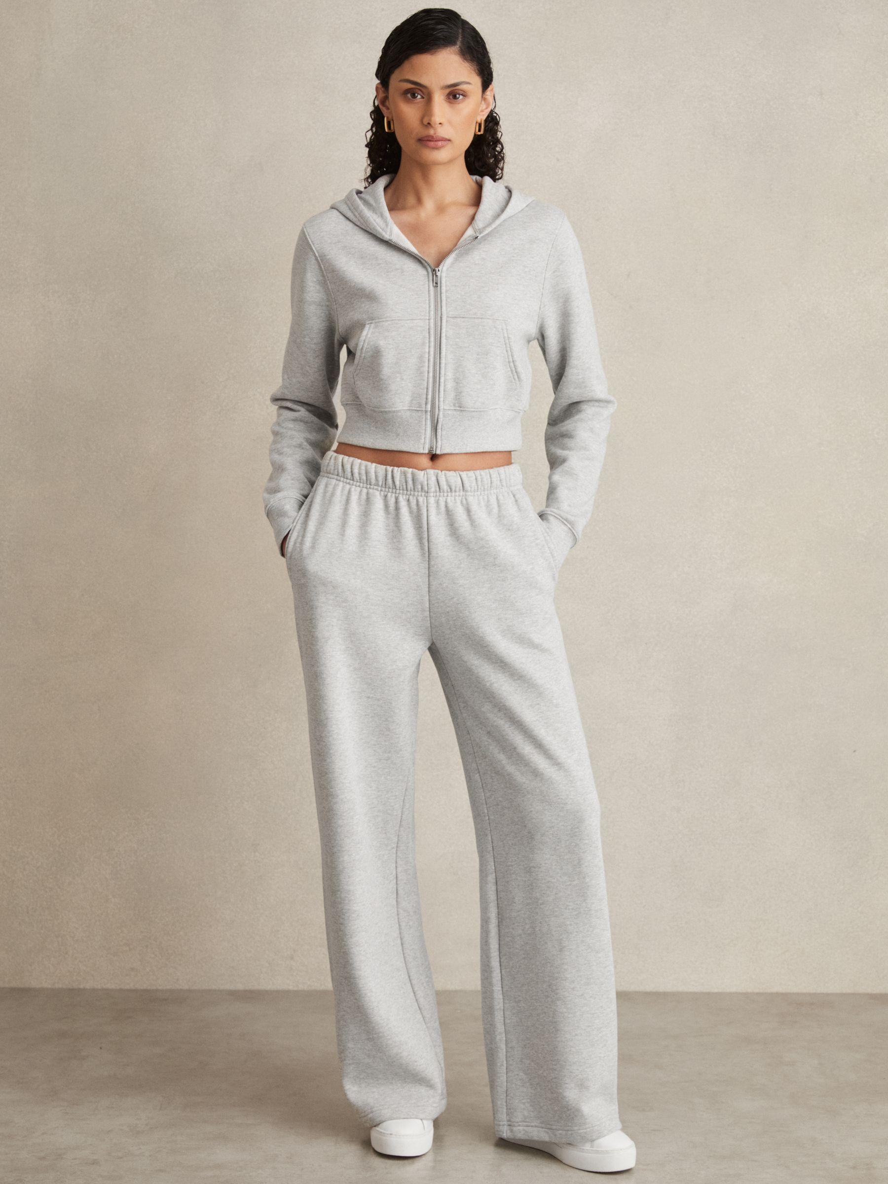 Good American Cropped Zip Hoodie in Heather Grey Product Image