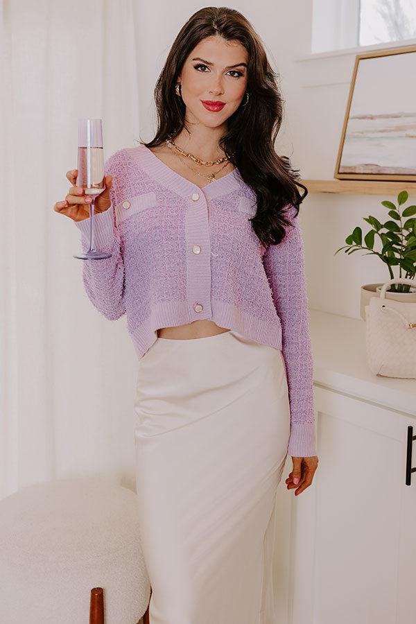 Cappuccino Sippin Tweed Knit Sweater in Lavender Product Image