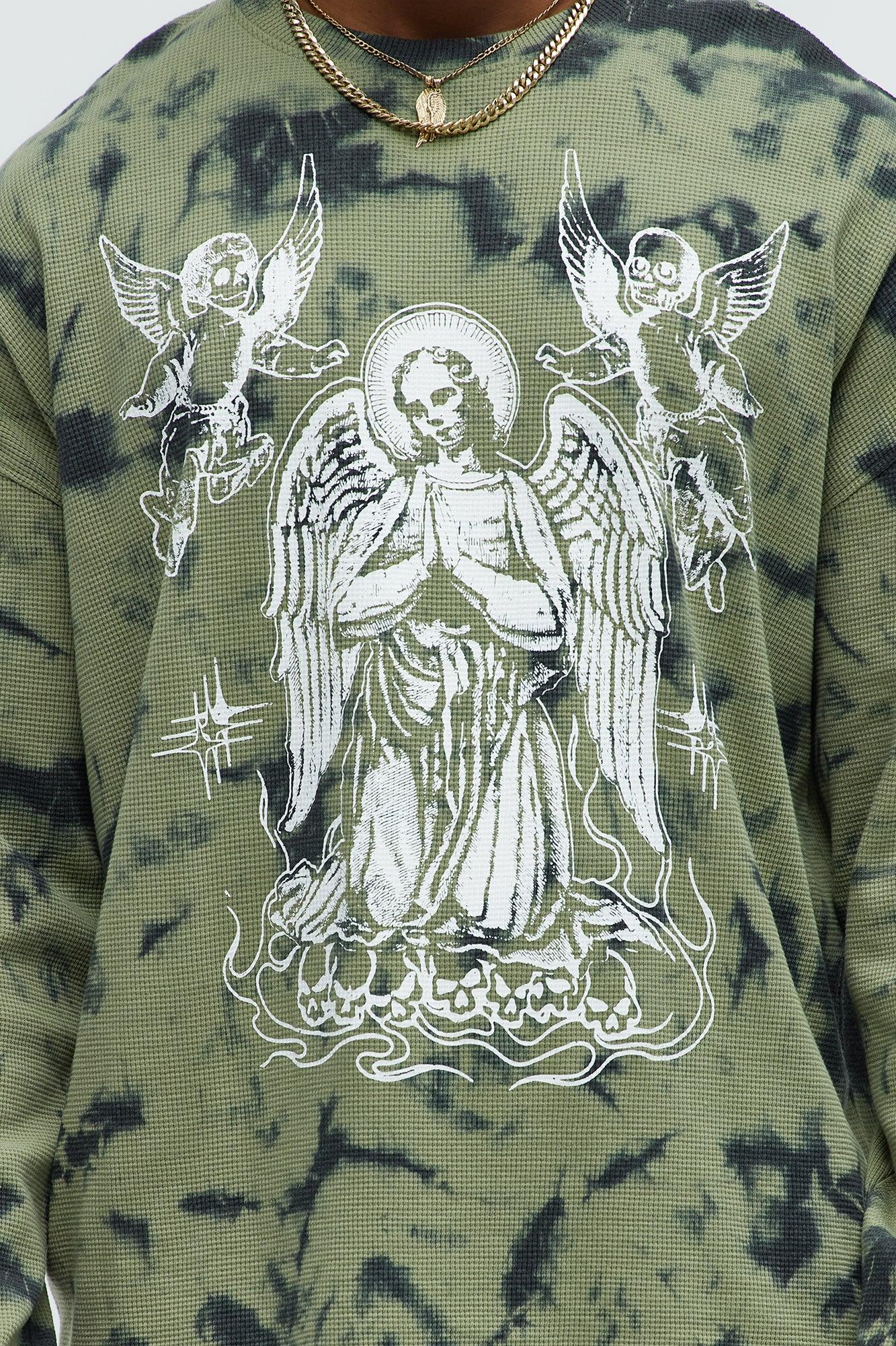 Chase Tie Dye Thermal Long Sleeve Tee - Green Product Image