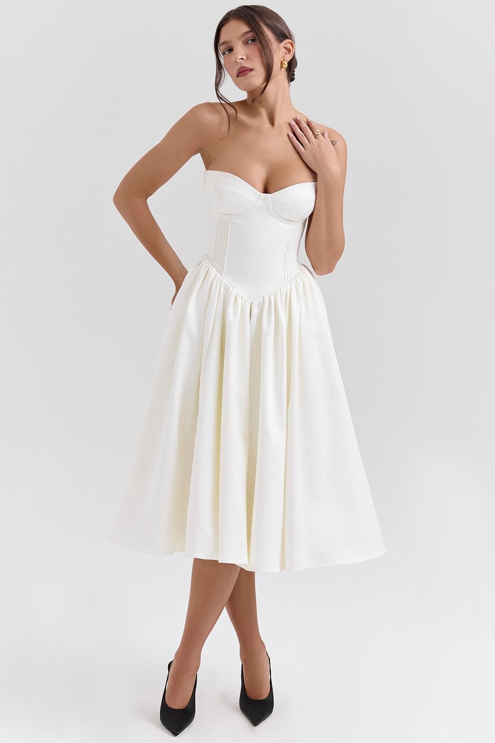 Coco  vintage ivory satin midi dress Product Image