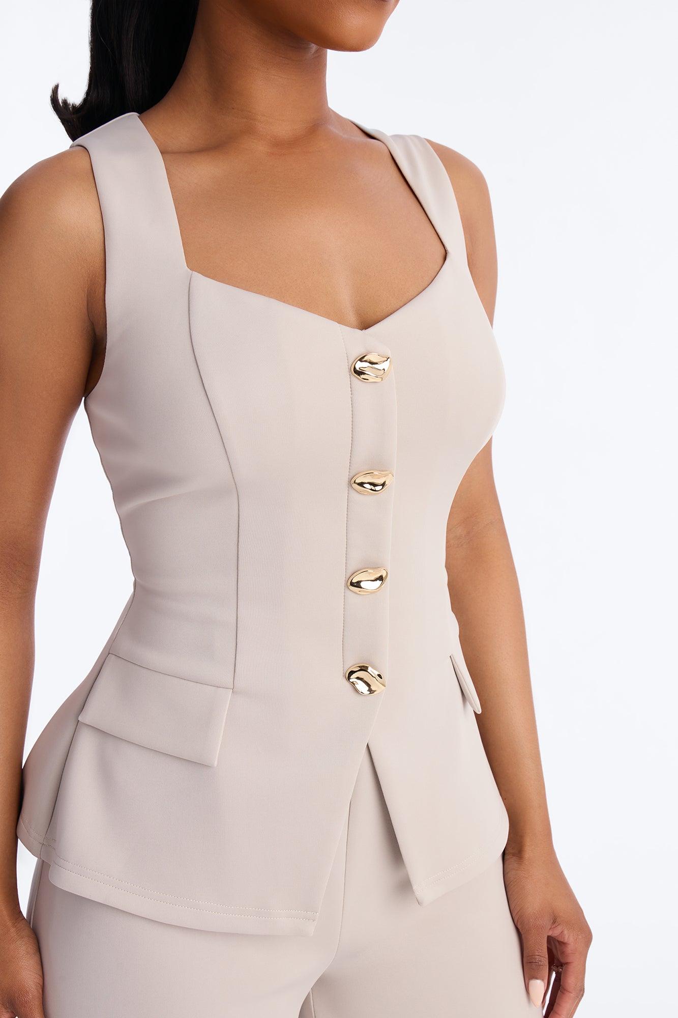 Gracia Hardware Wide Leg Jumpsuit - Stone Female Product Image