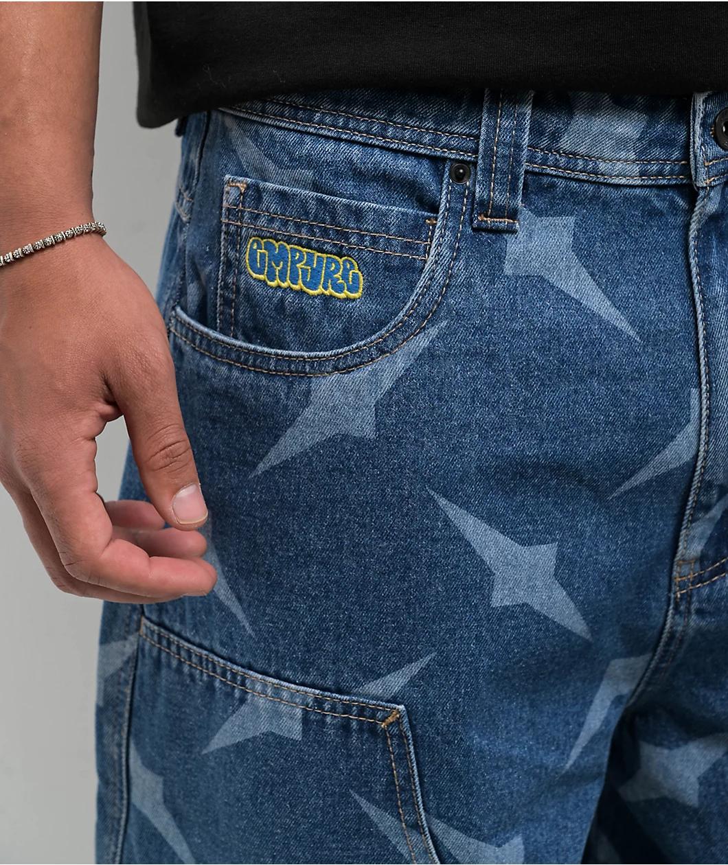 Empyre Diamond Plate Double Knee Blue Ultra Wide Carpenter Shorts Product Image