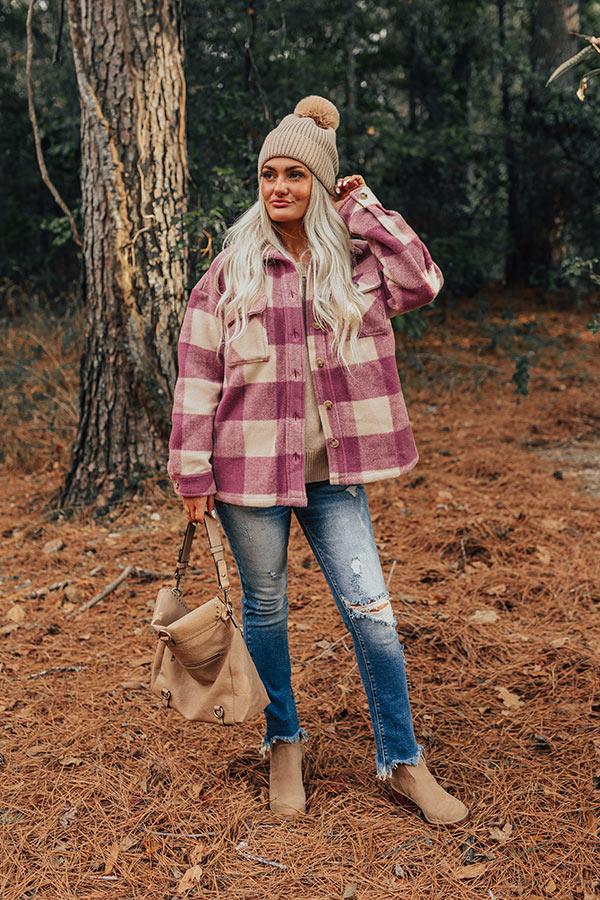 Cozy Paradise Plaid Jacket in Orchid Product Image