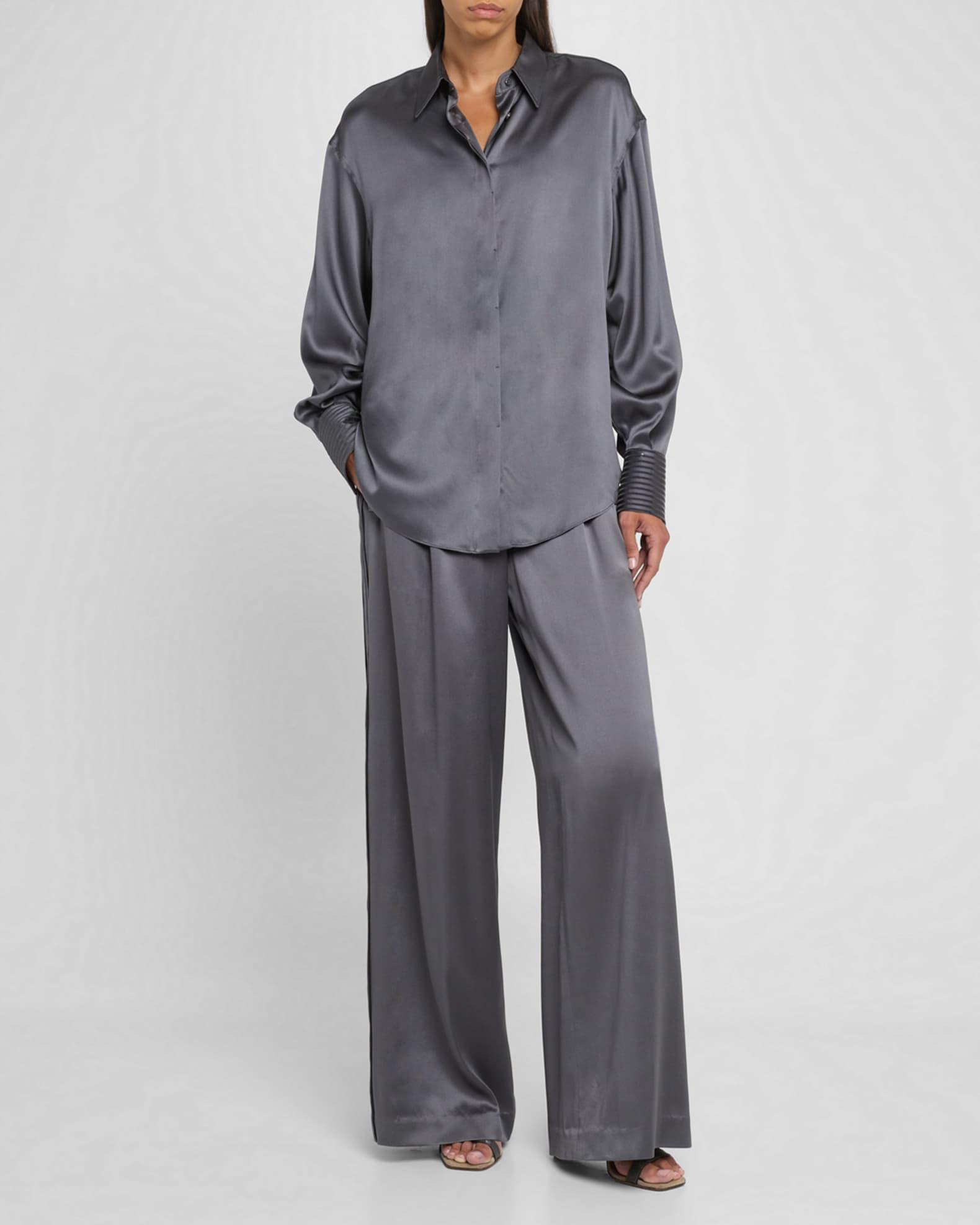 Sequined Satin Wide Leg Pants Product Image