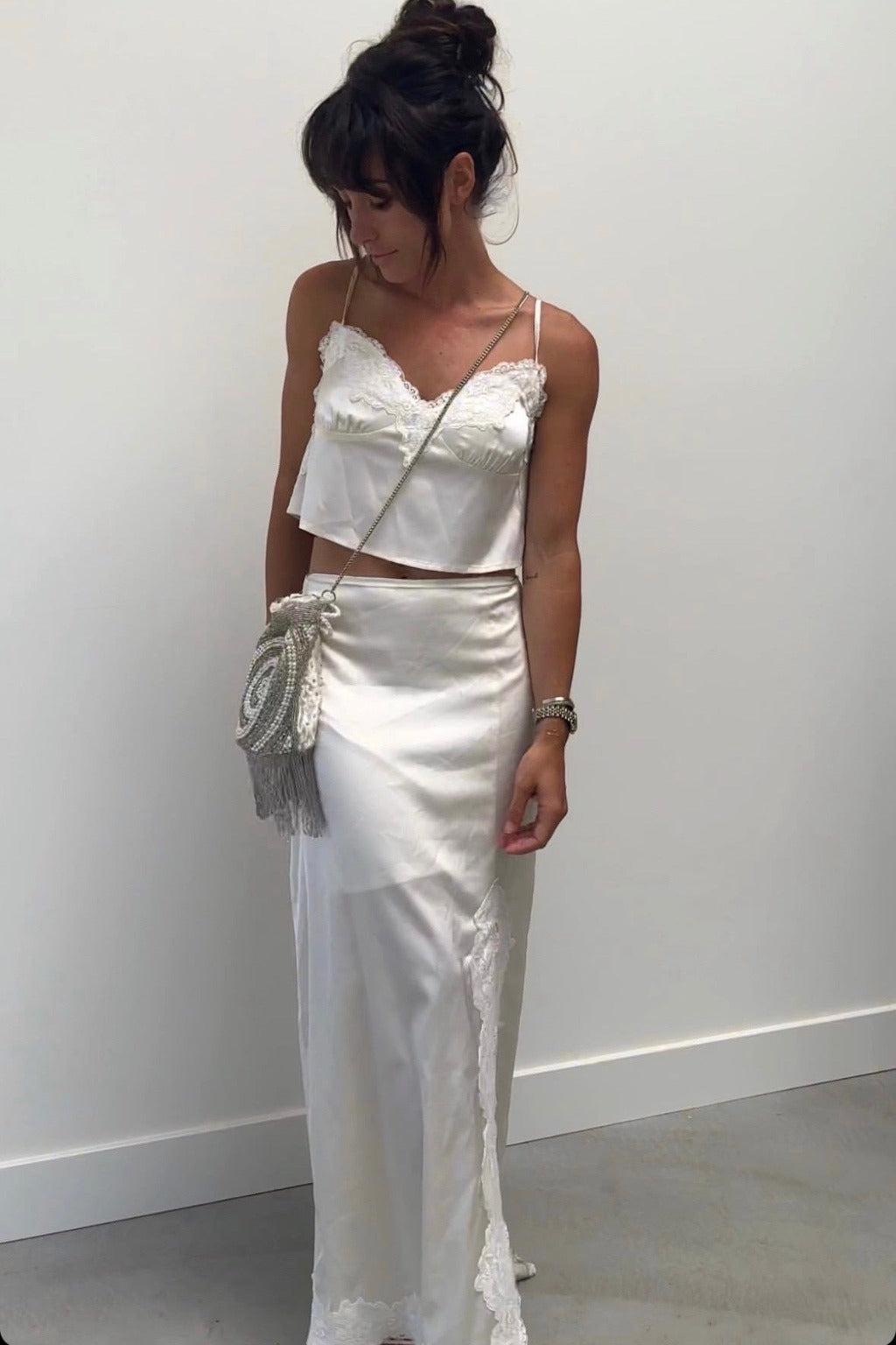 Lainey Lace Satin Maxi Skirt Product Image