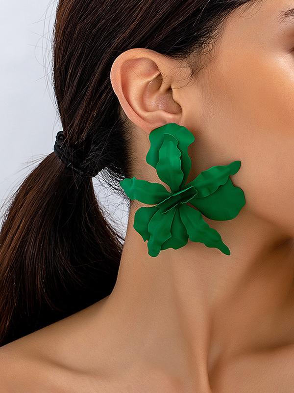 Flower Shape Solid Color Earrings Accessories Product Image
