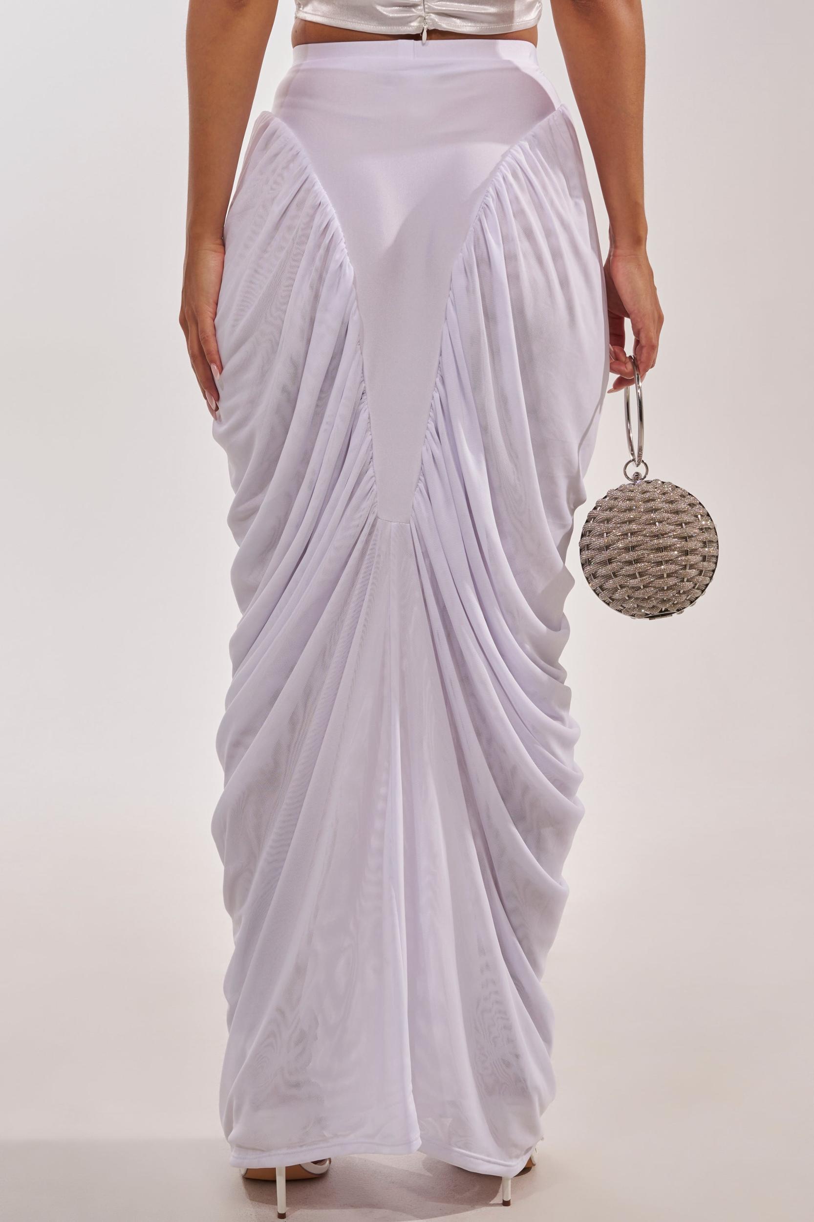 DREAMY RUCHED SKIRT IN WHITE Product Image