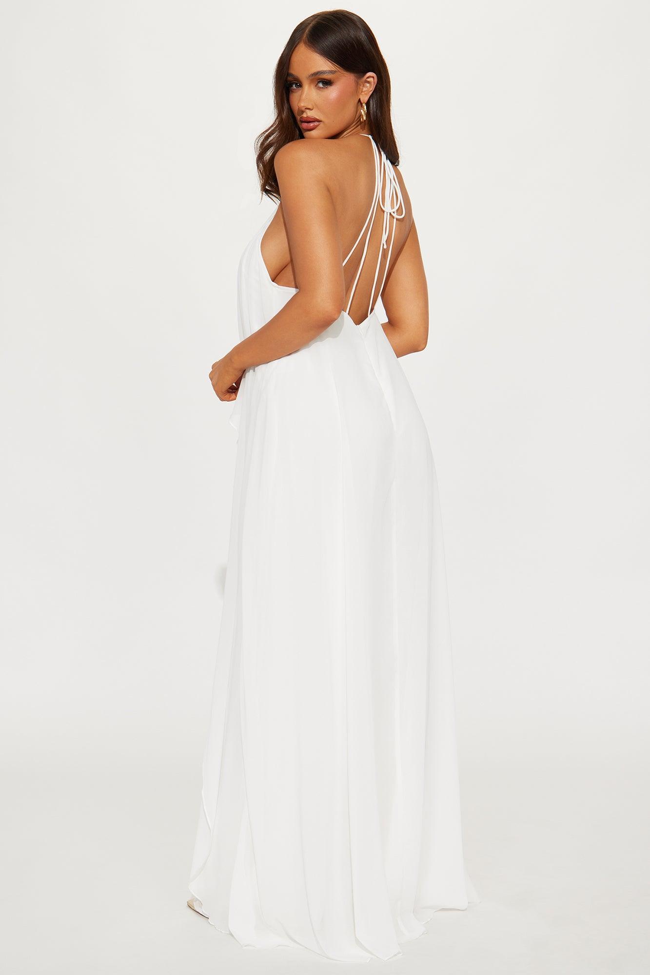 Bella Flowy Chiffon Jumpsuit - White Product Image