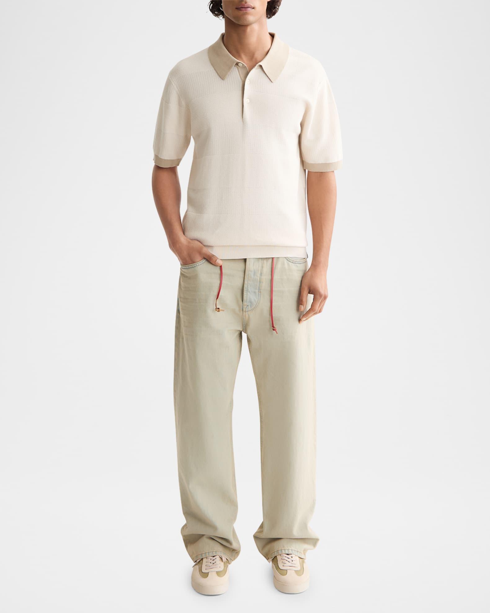 Men's Cotton Texture Knit Polo Shirt  Product Image