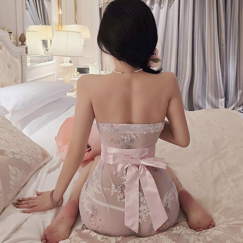 Strapless Floral Print Mini Lingerie Dress Product Image