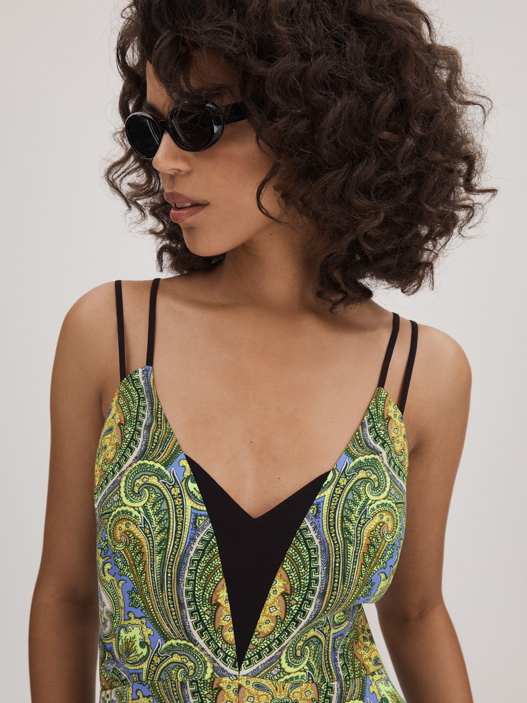 Florere Printed Dual Strap Playsuit in Lime/Green Product Image