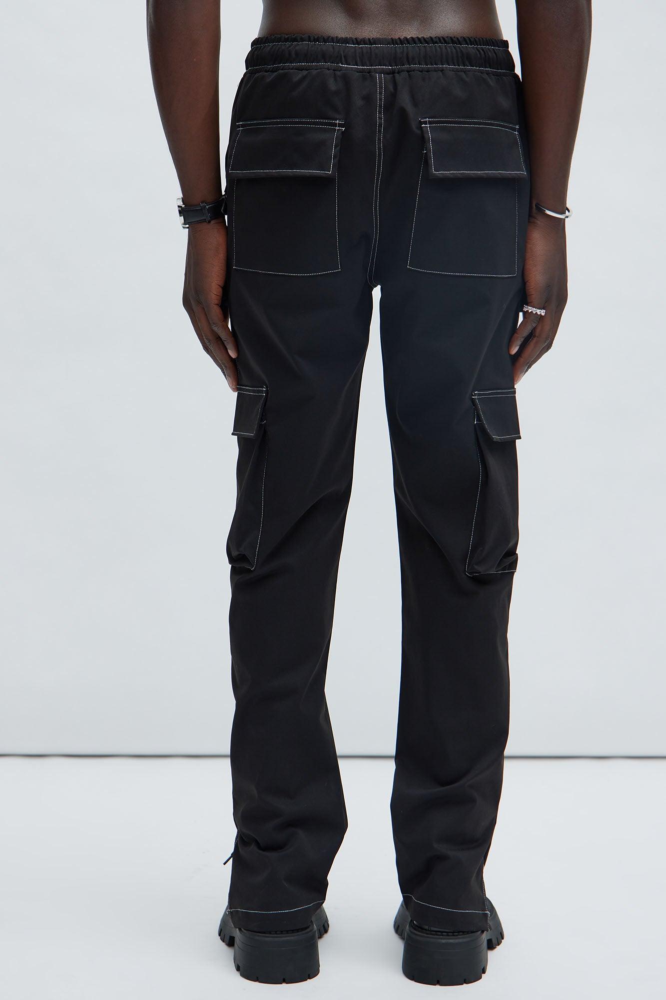 Curtis Contrast Stitch Relaxed Cargo Pants - Black Product Image