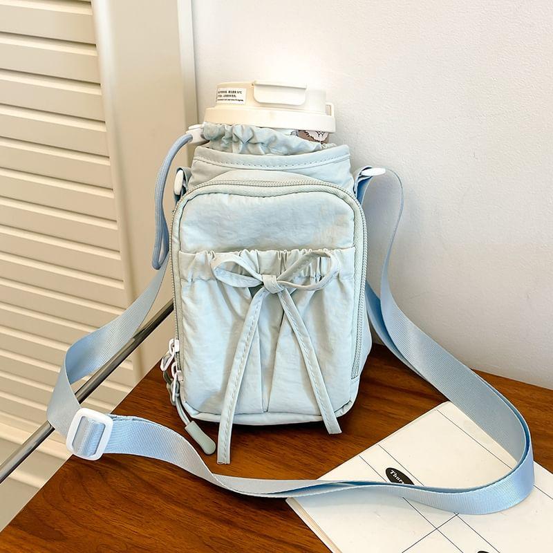 Plain Bow Accent Nylon Crossbody Bag Product Image