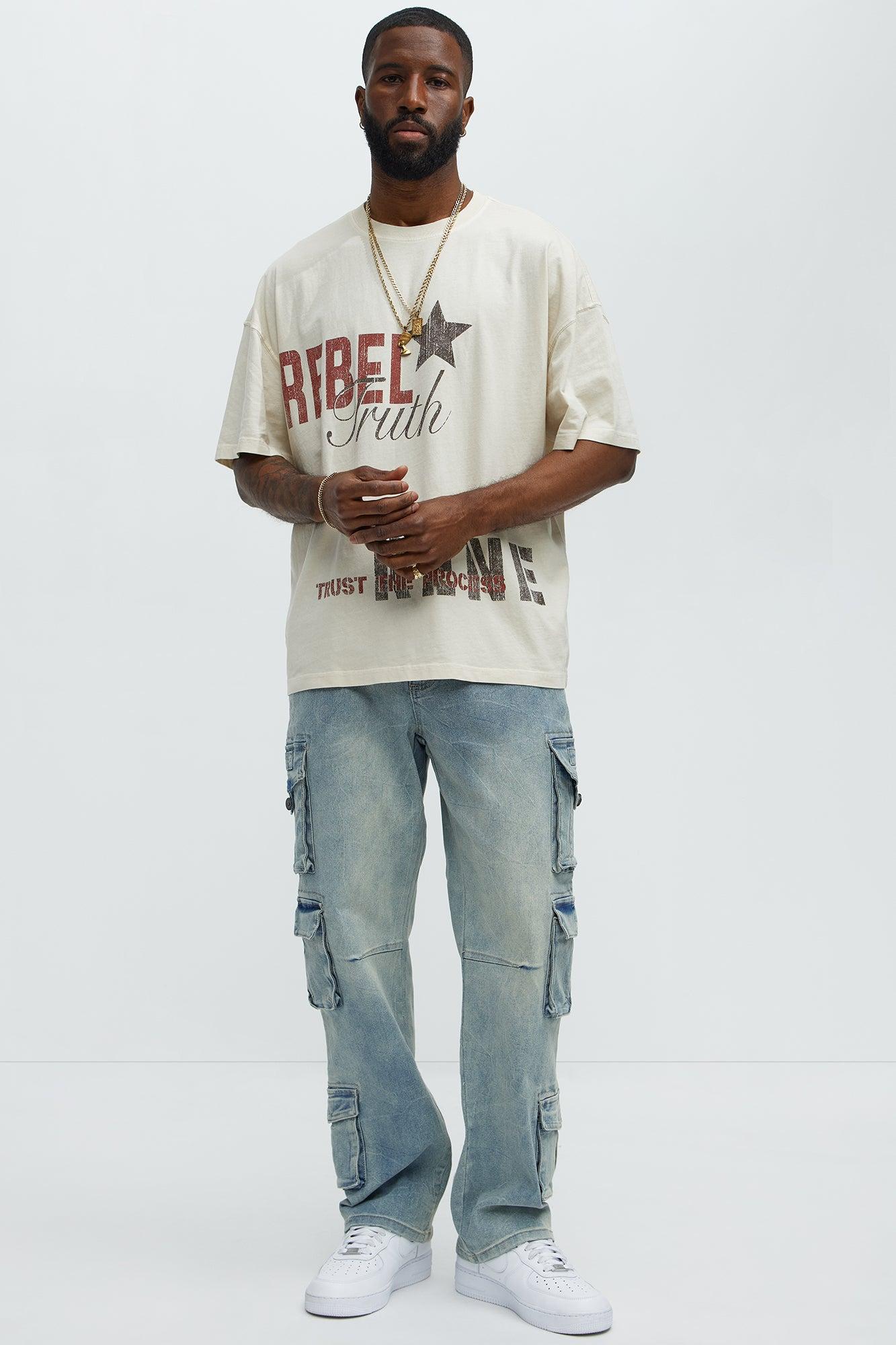 Bidding Straight Cargo Jeans - Light Wash Product Image