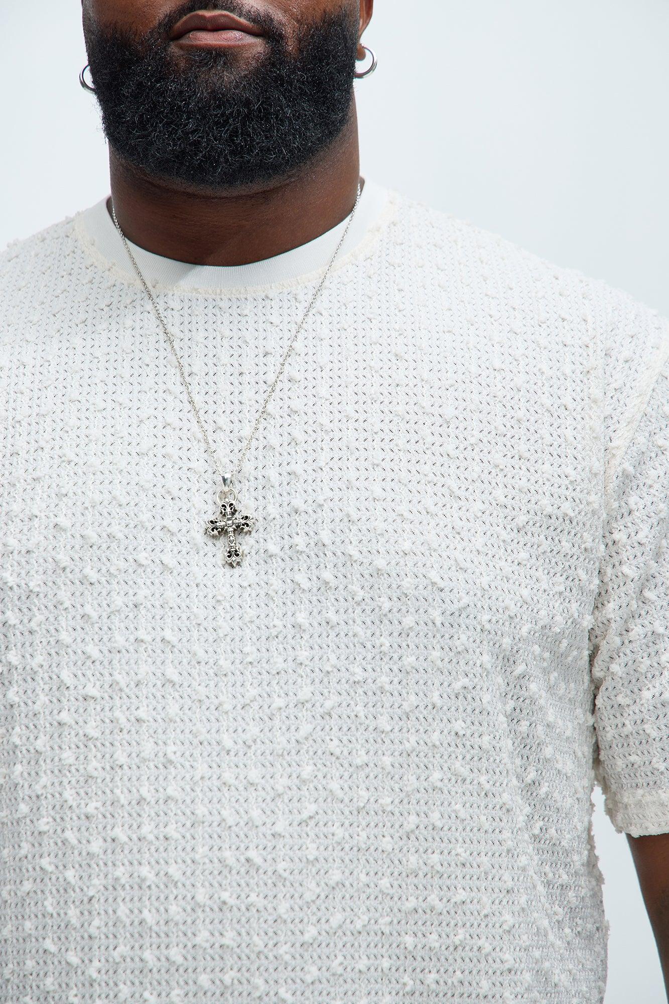 Pop Textured Crew Neck Tee - Ivory Product Image