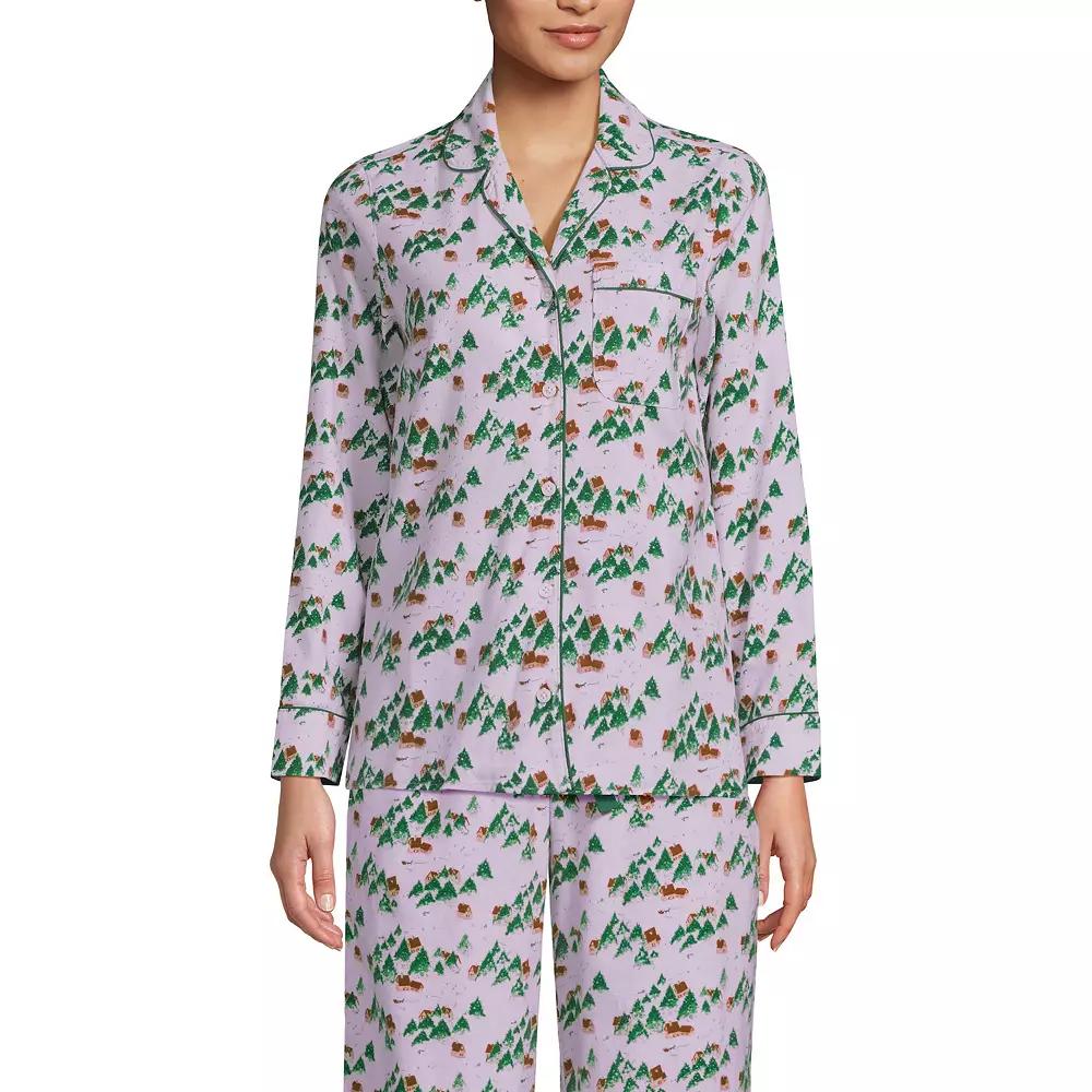 Women's Lands' End Long Sleeve Flannel Pajama Top,  Product Image