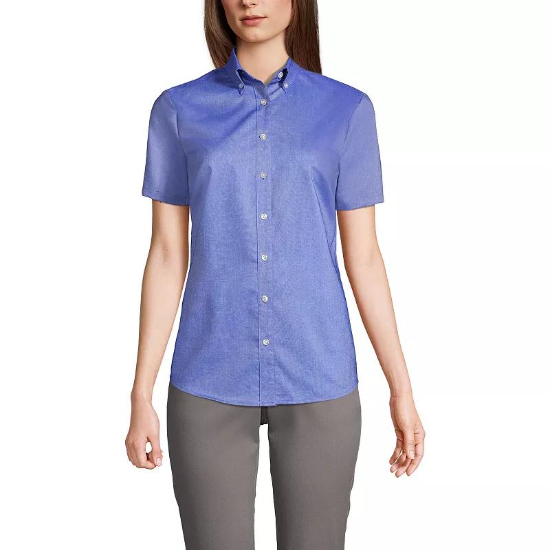 Women's Lands' End School Uniform Short Sleeve Oxford Dress Shirt,  Product Image