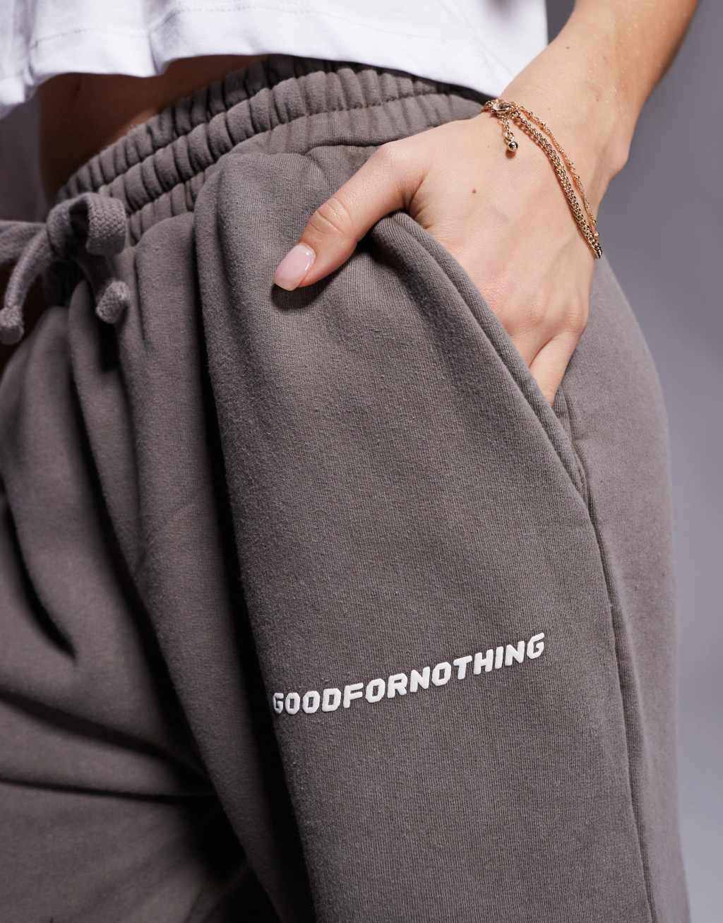 Good For Nothing core wide fit sweatpants in beige Product Image