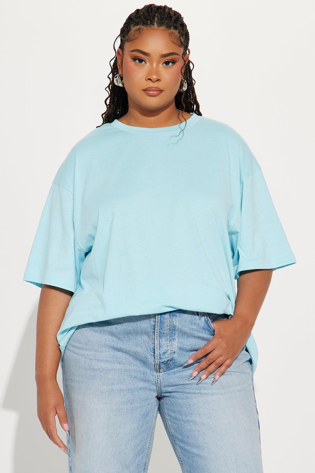 The Oversized Boyfriend Tee - Light Blue Product Image