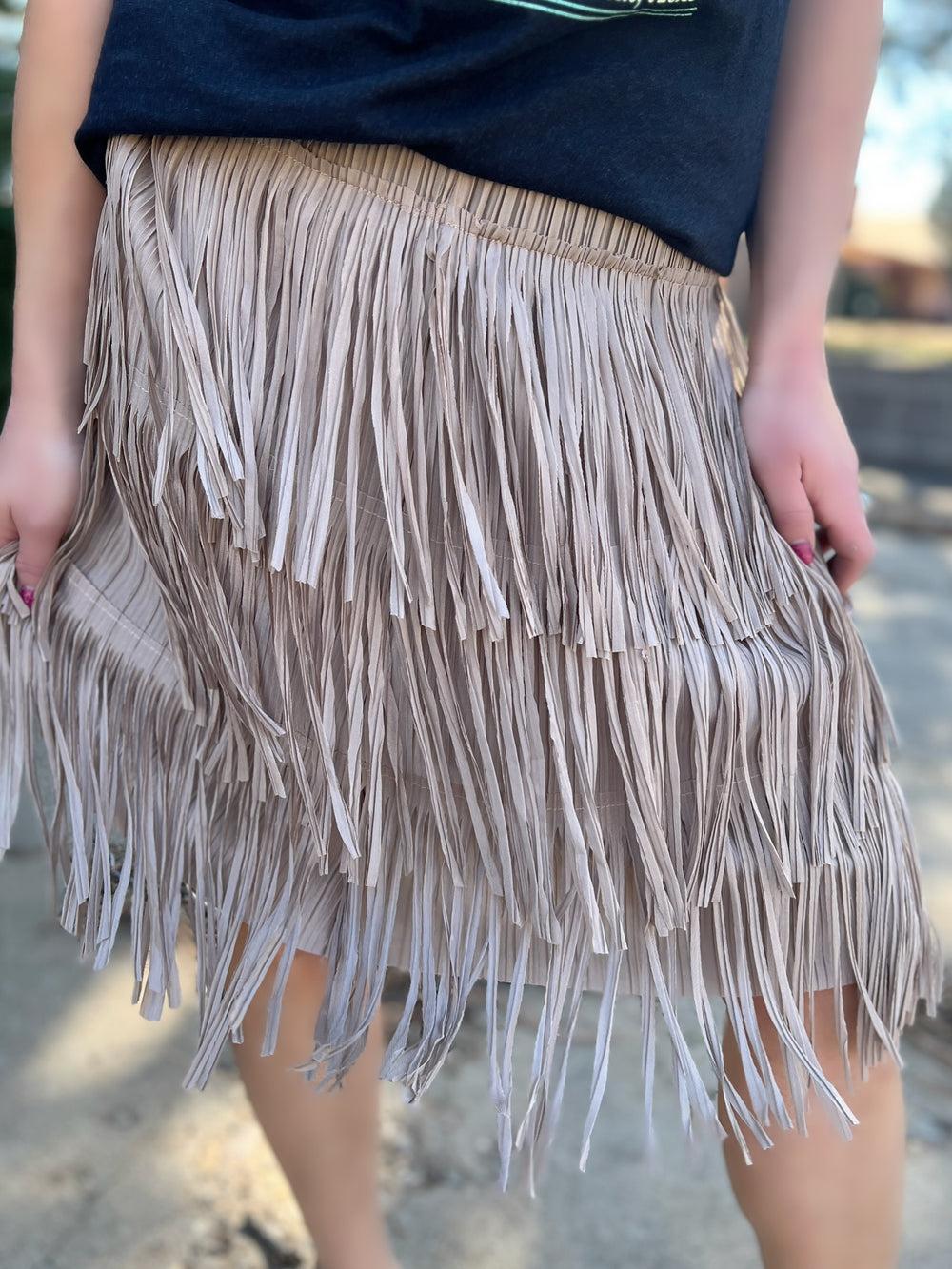 Origami Fringe Lightweight Skirt - 2 Colors Product Image