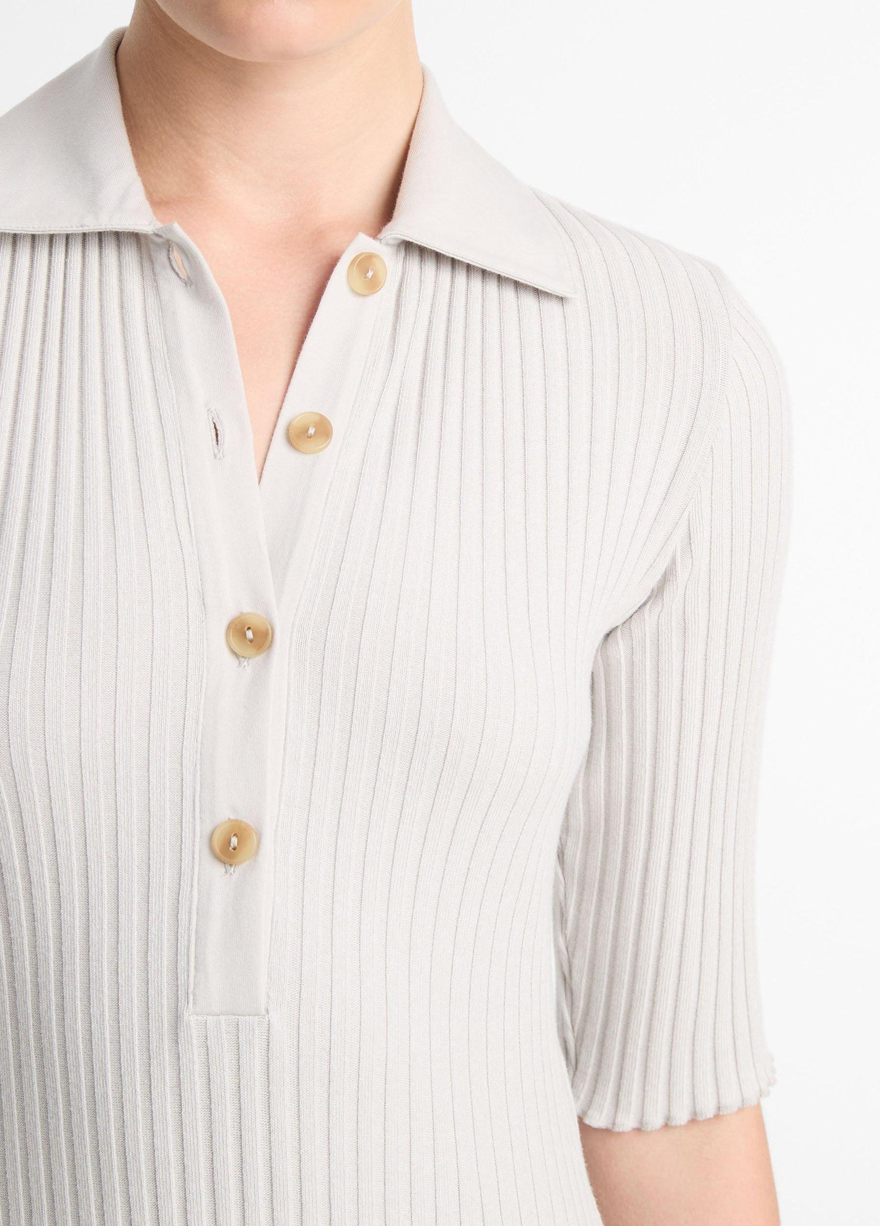 Ribbed Cotton-Blend Polo Dress Product Image