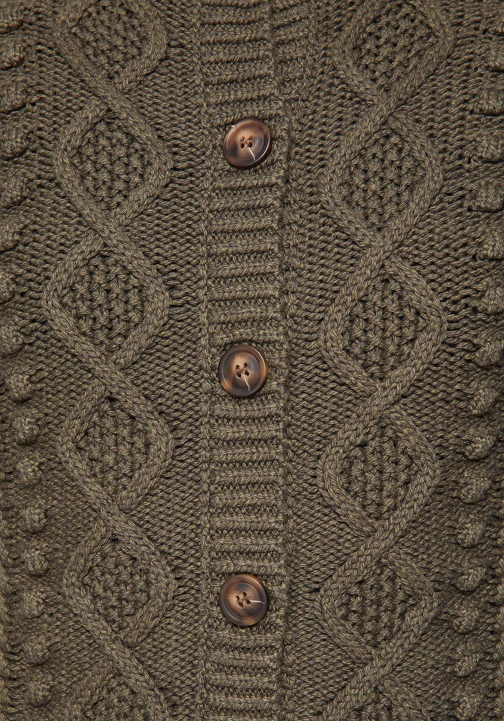 Nerthus Pom Pom Cable Knit Cardigan Product Image