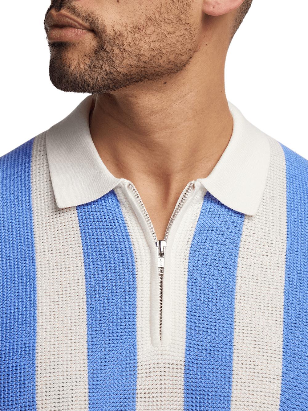 Cotton Quarter Zip Polo - Blue Product Image