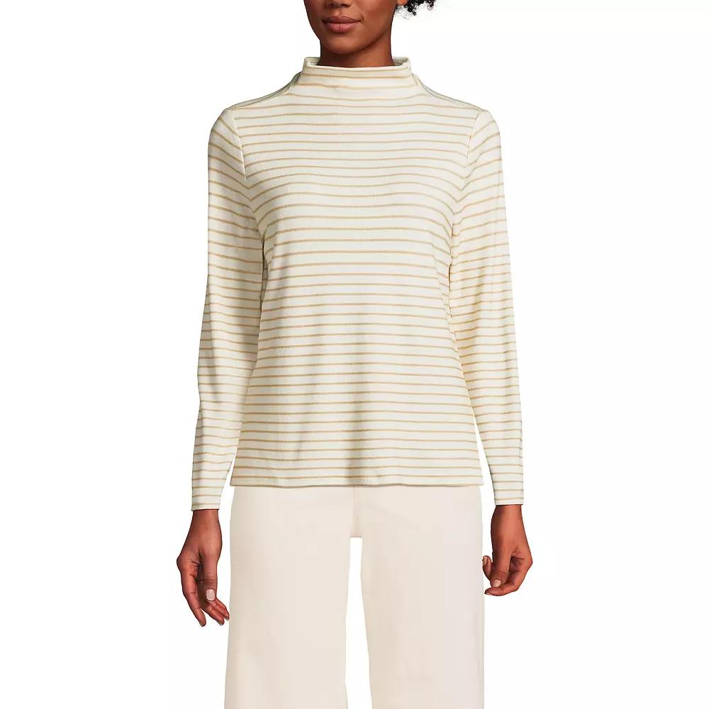 Women's Lands' End Rib Skimming Long Sleeve Mock Neck Top,  Product Image