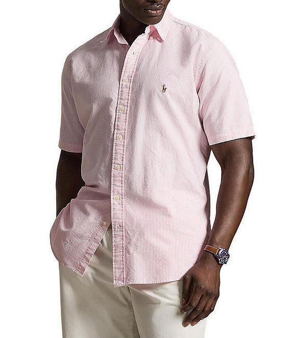 Polo Ralph Lauren Big & Tall Classic Fit Stripe Oxford Short Sleeve Woven Shirt Product Image