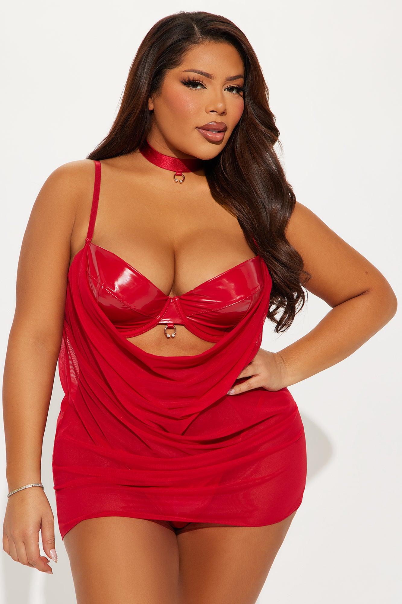 Hearts Locked Liquid Vinyl Babydoll - Red Product Image
