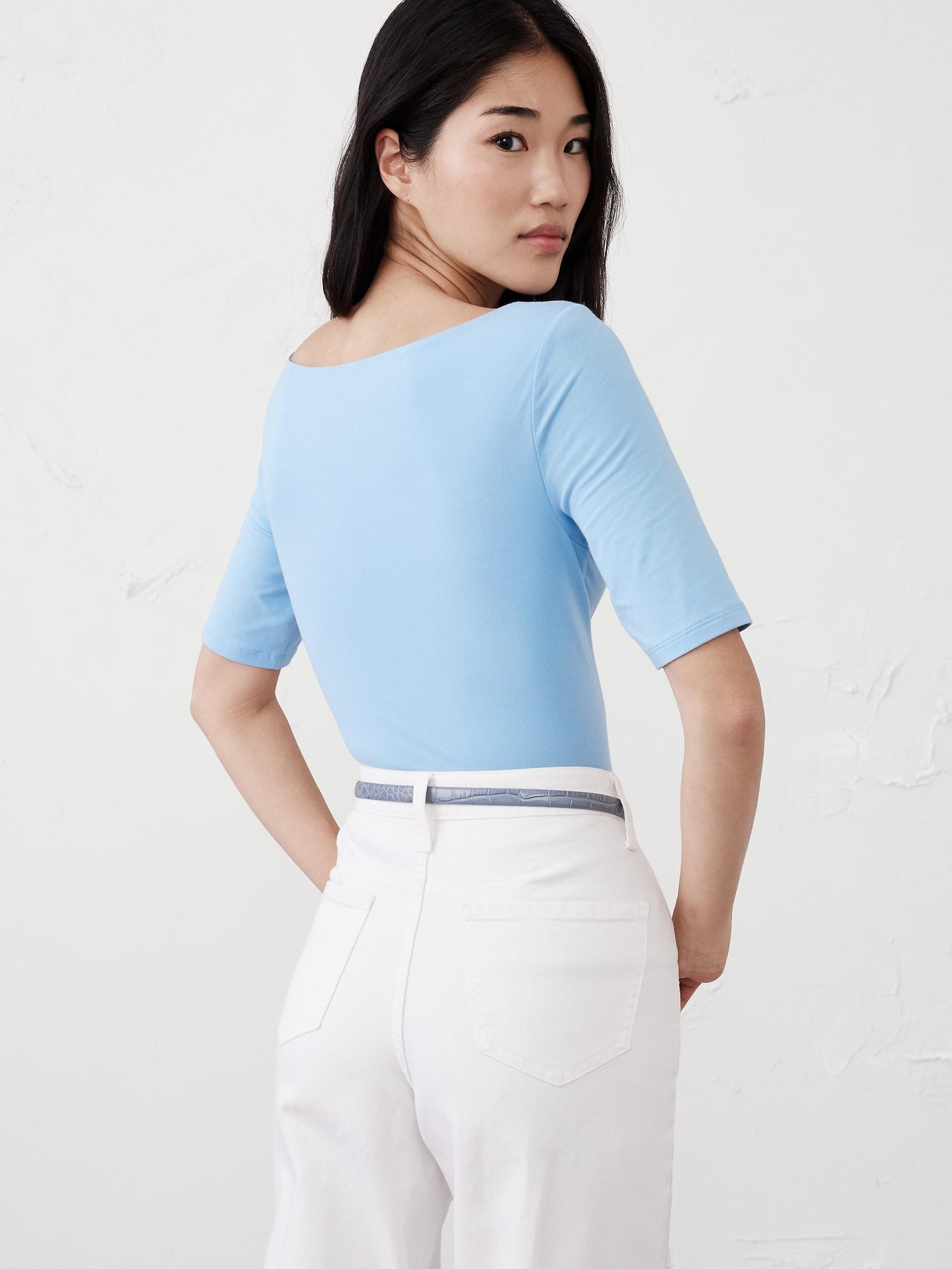 Soft Stretch Elbow-Sleeve Top Product Image