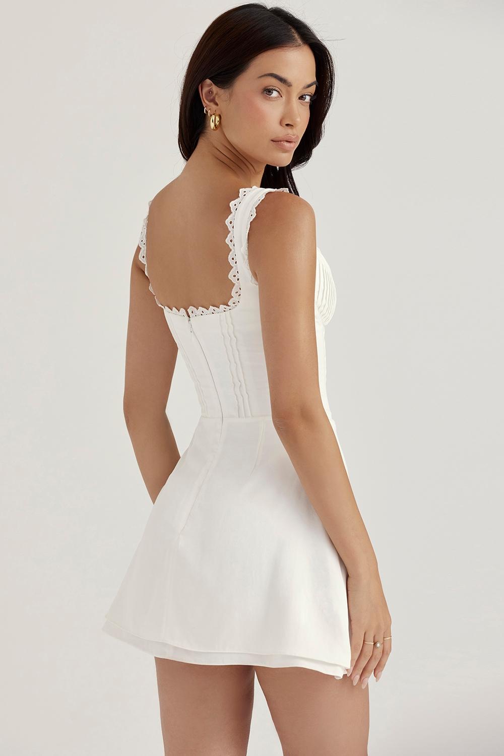 Tilly  white pin tuck mini dress Product Image