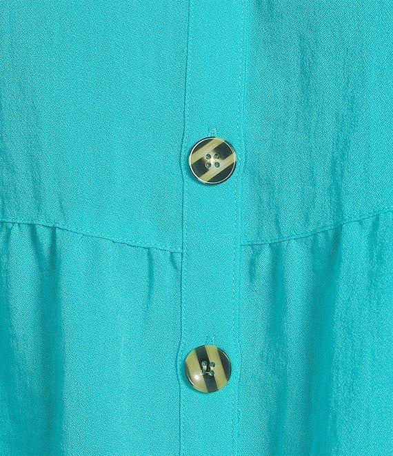 John Mark Plus Size Wire Collar Short Sleeve Tiered Button Front Top Product Image